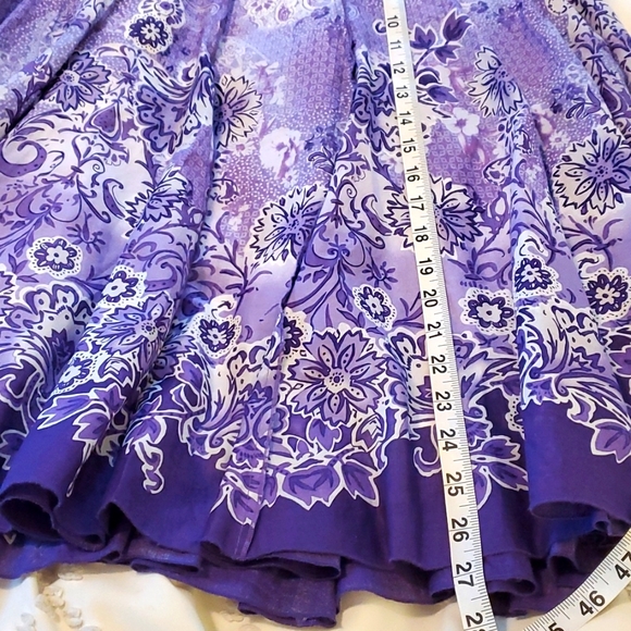 Purple floral midi cotton skirt - petite small - Picture 7 of 8